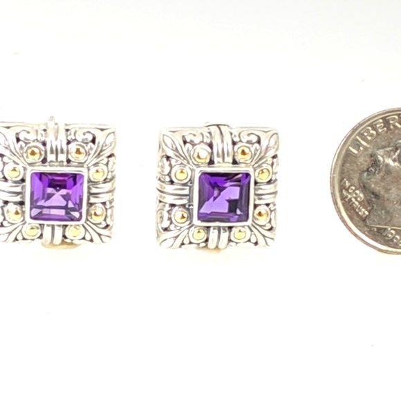 Amethyst sterling silver earrings - Picture 5 of 5